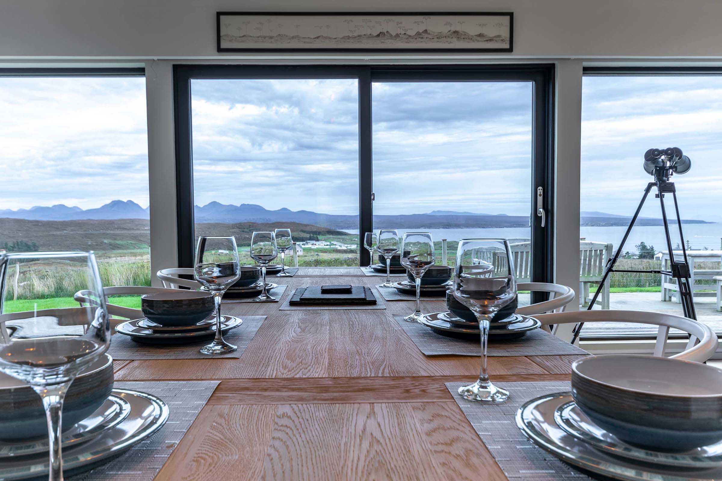 Clarsach Cottage dining with a stunning view